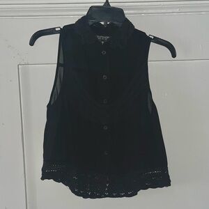 Topshop Black Sleeveless Lace Blouse